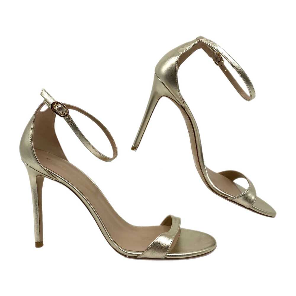 Stuart Weitzman Gold Nudist II Leather Stiletto Heels | Women’s Size 10